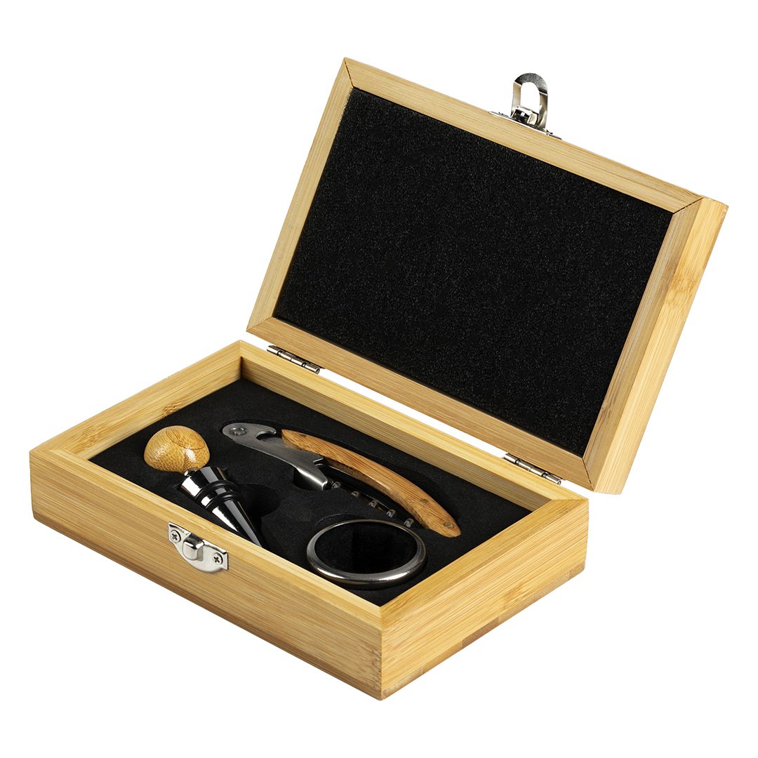 Вински сет во дрвена кутија ROSE 1